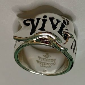 Sold out Vivienne Westwood silver tone signature band Ring price is firm